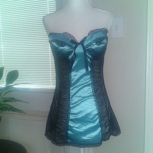 turquoise w/ black see-through lace intimates